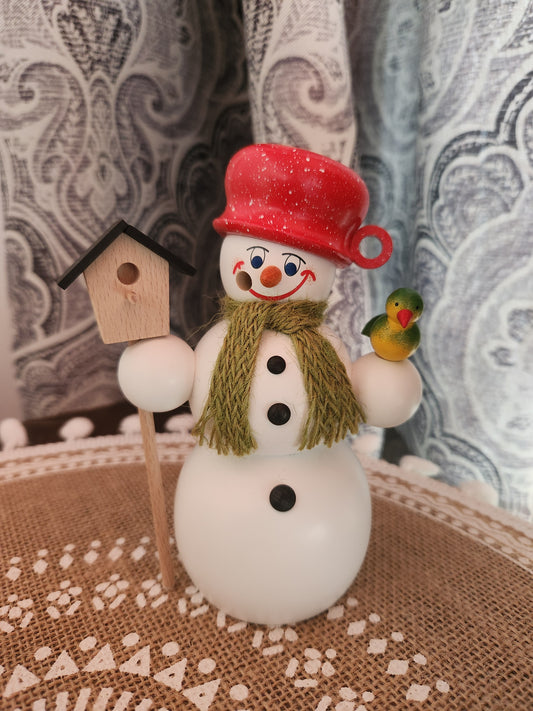 Incense figure - Snowman with Bird House