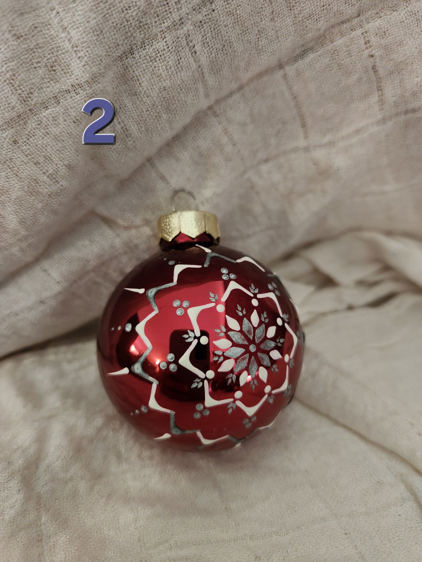 Sorbian Christmas Baubles (Red - white/silver)