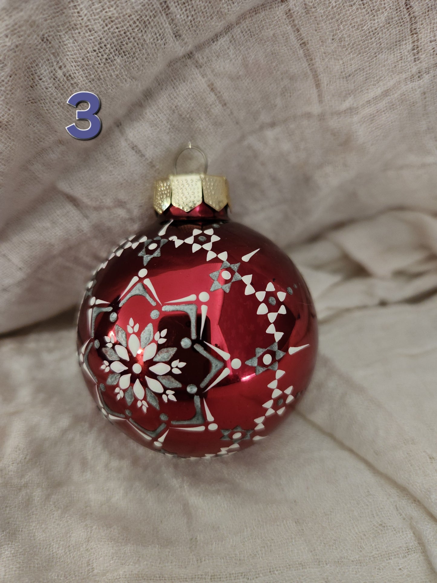 Sorbian Christmas Baubles (Red - white/silver)
